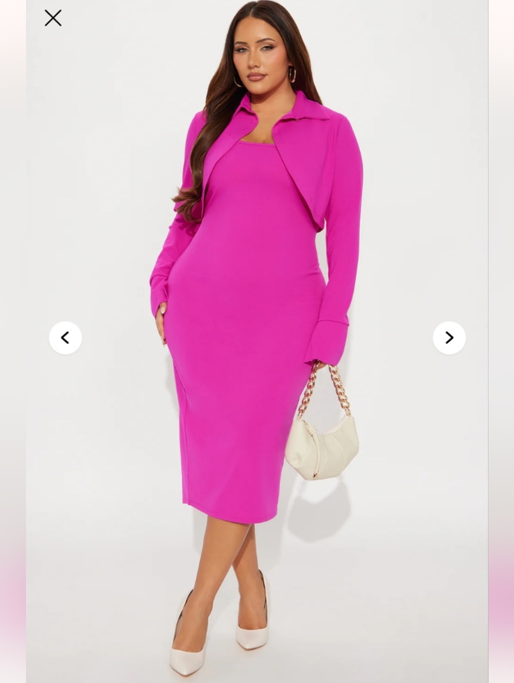 Fashion Nova Amara Sleeveless Crepe Knit Midi Dress Set - Pink Size 1X (NWOT)